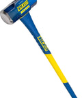 Hard Face 16 Pound Sledge Hammer For Demolition And Stake Driving With 36 Inch Fiberglass Handle Induction Hardened To 50 55 HRC Overstrike Protection And Textured Grip visible from side angle