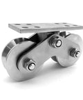 Beefy Heavy Duty Sliding Gate Caster With Groove Wheel And Double Pulley Silent Detachable Stainless For Inverted Track Loading Capacity 3000Kg