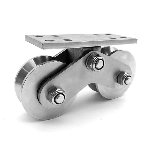 Beefy Heavy Duty Sliding Gate Caster With Groove Wheel And Double Pulley Silent Detachable Stainless For Inverted Track Loading Capacity 3000Kg
