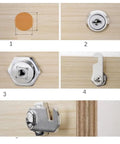 Installation steps for Top Shelf 2 Pack Keyed Alike Cam Locks One Eighth Inch Zinc Alloy Cabinet Hardware for toolboxes.