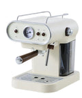 Compact White Coffee Maker And Mini Espresso Brewer With Auto Steam Frother, Heavy Duty Countertop Appliance for quick shots.