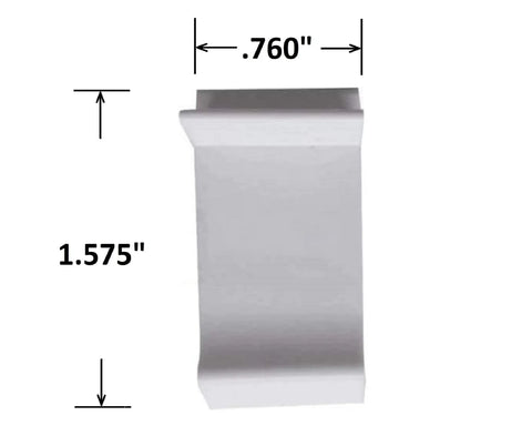 10 Pack Nylon Table Rim Clips For Patio Glass And Acrylic Tops, 1.575 In By.760 In, White Color, top view with dimensions