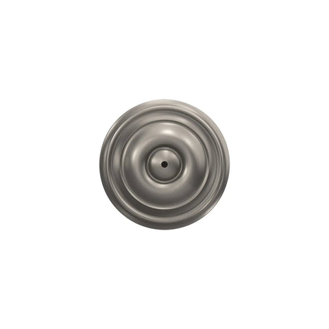 Front view of F40 GEO 619 Georgian Door Knob With Bed And Bath Privacy Lock Satin Nickel Finish, showcasing circular design.