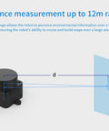 TOF LiDAR Sensor With 360 Degree Omni Directional Laser Scanning Anti Glare Up To 60000 Lux 5000 Hz Ranging 12 Meter Range Supports ROS And ROS2 High Precision Time Of Flight For Robotics Pros showing distance measurement illustration up to 12 meters radius