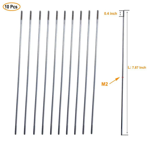 Image showing 10 Pcs M2 Pushrod Connectors Stainless Steel Rod Linkage 7.87 Inch For RC Models Airplane Helicopter Boat Car DIY Parts.