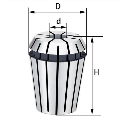 Precision ER40 collet chuck with measurements; 27-32mm range, 65Mn steel for serious machining and grinding durability.
