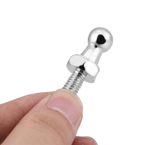 Beefy Ball Stud Bolt Kit, Two Pcs 10mm M6 Pin End Fittings For Gas Struts, close-up view showing zinc-plated steel and smooth threaded connector.