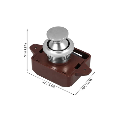 One Button Push Cabinet Latch Lock For Storage Drawers And Cabinets, Heavy Duty Zinc Alloy And ABS Construction, 8x4x5cm