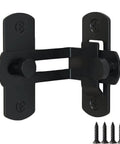 Sliding Barn Door Lock With 90 Degree Flip And 360 Degree Rotation, black metal finish, screws included