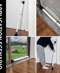 2 In 1 Door Security Bar For Hinged And Sliding Doors Adjustable Heavy Duty Jammer With Interchangeable Heads Locks Against Break Ins For Home Apartment Travel School Or Dorm Extends 28 To 45 Inches White Pack Of 2 in use on doors and windows.