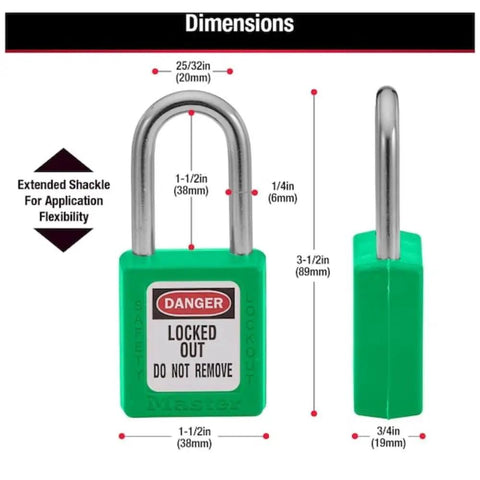 Heavy Duty Lockout Tagout Safety Padlock Green OSHA Compliant Non Conductive Thermoplastic Body Built Like A Tank Rock Solid Industrial Security Gear For Frontline Crews
