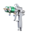 Dual Head Pneumatic Paint Spray Gun Packed With Heavy Duty Power And 1.3 Mm Nozzles Plus A One Liter Cup for precise painting.