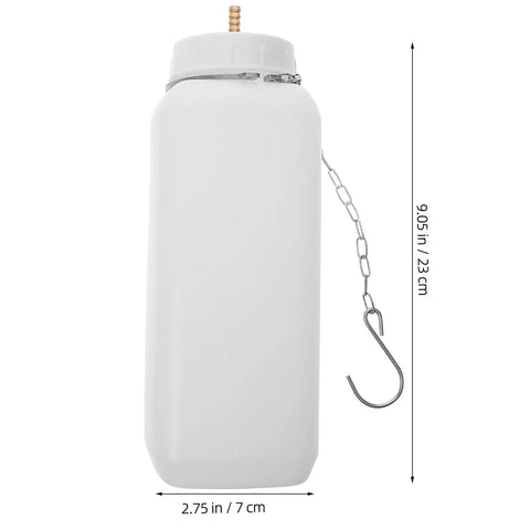 Holidyoyo Electric Brake Fluid Flush Machine container, tall white plastic bottle with hook for easy use in garage.