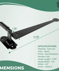 Heavy Duty Black Cast Iron Pintle Strap Hinges Pack Of 30, 11.75 Inch Length, 2.5 Inch Offset, Colonial Lift Off