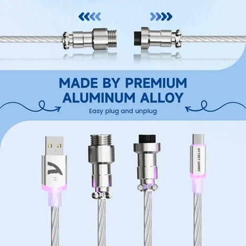 Top Shelf Transparent Double Woven TPU Coiled USB C To A Spiral Cable With Slick RGB Glow Hella Durable Build And Massive Copper Core For Seamless Sync And Turbo Charge Setup