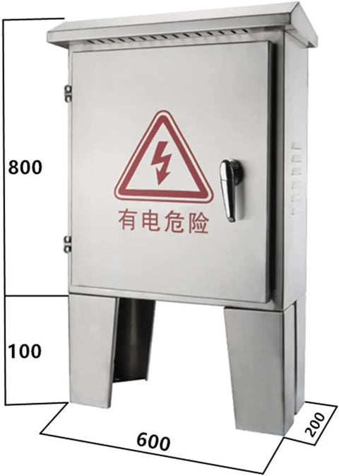 Stainless Steel Floor Standing Junction Box Waterproof Electrical Enclosure With Hinged Cover And Mounting Plate Built Like A Tank Durable Metal Electrical Box For Industrial And Outdoor Use L60 W20 H90 CM, front view