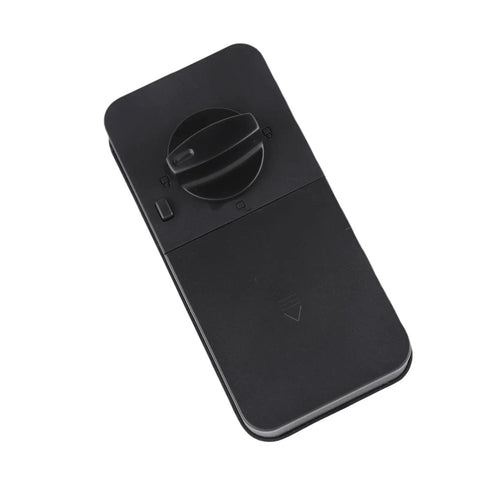 Keyless Smart Lock With Biometric Fingerprint Reader And Push Button Code Plus Rfid Card Access offering sleek black remote with dial and button.