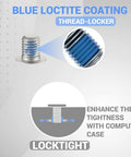Blue Loctite coated M2x3 screw showing enhanced tightness, part of Solid Setup 12 Pack M2x3 Torx T5 Laptop Hardware.