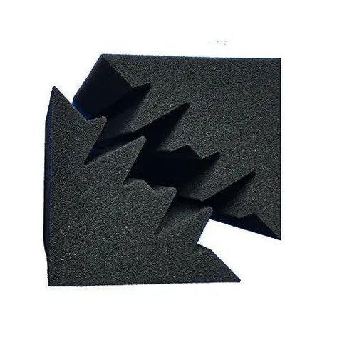 Pro Level Black Acoustic Foam Bass Traps Pack Of Eight Dope Sound Dampening Panels 4.6 X 4.6 X 9.4 Inches corner detail of foam panel