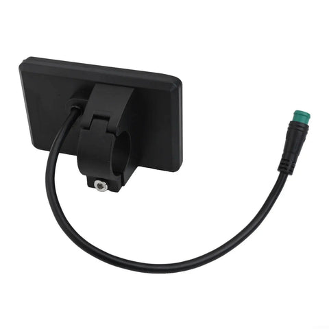 Back view of LCD Display For Ebike And Scooter 24V To 72V Smart Color Meter With Waterproof Connector, cable and mount visible.