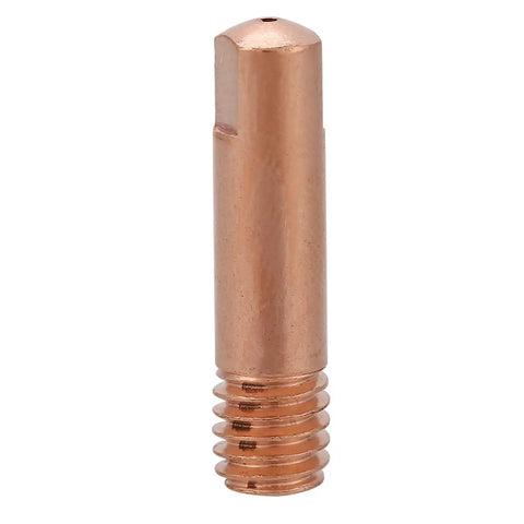Close-up of a red copper tip from 20 Pack MIG Welding Tips For 0.030 To 0.040 Inch Torches 0.8 To 1.0mm 15AK Compatible Consumables.