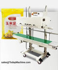 Automatic Vacuum Tray Sealer And Solid Workhorse Professional Sealing Unit With Smooth Conveyor Belt For Plug And Play Food Packaging And Quick Daily Seal Runs Every Single Day with green conveyor.