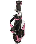 Pink Junior Girls Golf Set V3 With Oversized 15 Degree Driver Cavity Back Irons And Matching Bag For Right Handed Players Ages 4 To 7 Easy Grip Junior Flex Graphite Shafts Headcover Included displayed