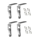 Stainless Steel 90 Degree Hook Lock Bolt Spring Loaded Draw Toggle Latch Clamp 4 Pack shown with screws for installation.