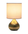 Hammered Gold Drip Table Lamp With White Fabric Shade Mini Size On Cord Switch 40W Type B Candelabra Bulb Not Included