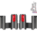 Two Pack Docking Station Wall Mount Storage Brackets for V7 Through V15 Outsize Cordless Stick Vacuums in black with red buttons