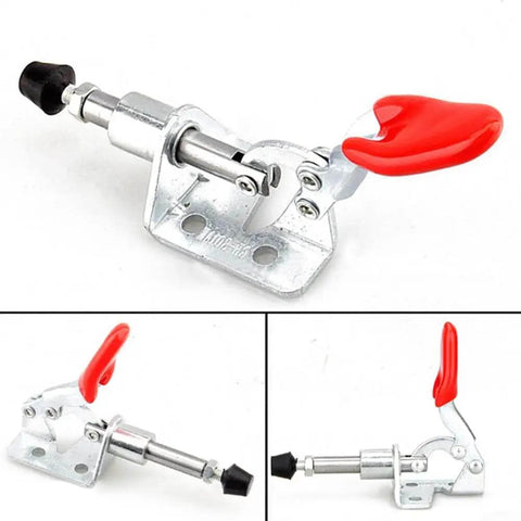 Four Pack Vertical Toggle Clamp Set With Red PVC Handle For Sheet Metal Welding And Electronic Assembly Lightweight Quick Release