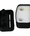 65mm Air Compressor Silencer And Inlet Filter For Belt Driven Inflator Pumps, Quiet Noise Reduction, opened to show filter