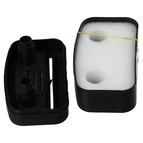 65mm Air Compressor Silencer And Inlet Filter For Belt Driven Inflator Pumps, Quiet Noise Reduction, opened to show filter