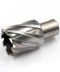 Close-up of JESTUOUS annular cutter with Weldon shank, 1-1/4 in cutting diameter, HSS, for magnetic drill press
