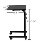 Rock Solid Adjustable Height Rolling Computer Desk With Smooth As Butter Locking Casters Portable Standing Laptop Table For Tight Quarters And Remote Work Setup In Glossy Black, shown at 27.56-37.8 in height.