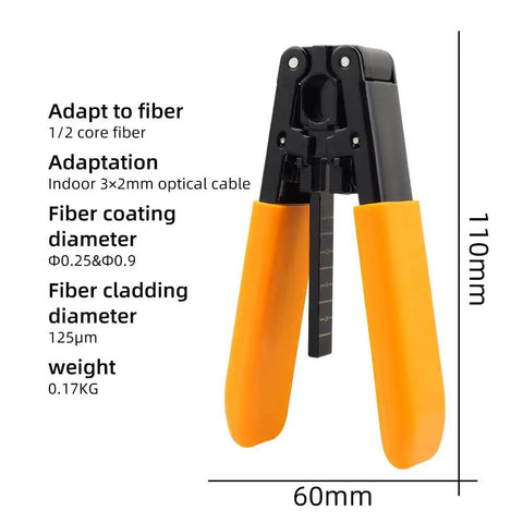 Orange CFS-3 stainless steel three-port stripper from 5-In-1 Pro-Grade Fiber Optic Tool Kit With FC-6S Cleaver, 36000 Cleaves