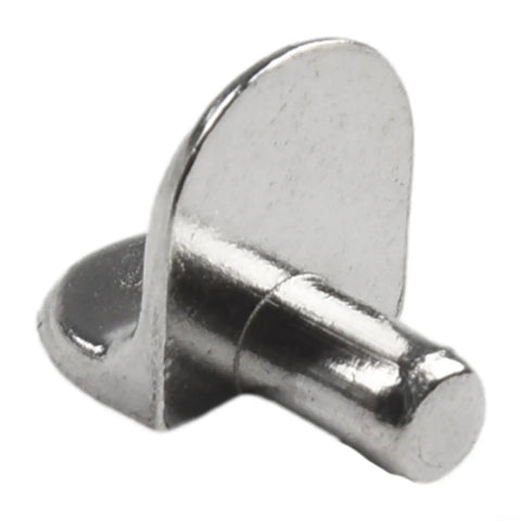 Close-up of Heavy Duty L Shaped Shelf Support Pegs 20 Pack 5mm Zinc Alloy Cabinet Bracket Pins in Silver, single peg view.