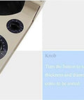 Close-up view of the knob on the Built Different Automatic Coin Sorter And Money Counter With Bright Digital Display used for adjusting settings.