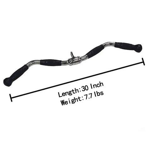 Lat Bar Cable Machine Attachment With Full Rotation Rubber Grip 30 Inch Pulldown Bar For Lat Pulldowns, dimensions shown.