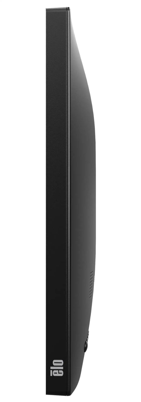 Rugged Commercial 21.5 Inch Monitor Featuring Anti Glare Glass Built Like A Tank With Hdmw Vga And DisplayPort Hookups Lockable Ports And Badass Durable Build side view showcasing sleek black design and secure input port.