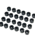 24 Pcs 5Mm Thick Black Nylon Round Spacer Washers For DIY Projects Bumpers And Hardware Spare Parts Kit Flat Durable Spacers For Automotive Motorcycle And Home Repairs, black nylon spacers arranged on white