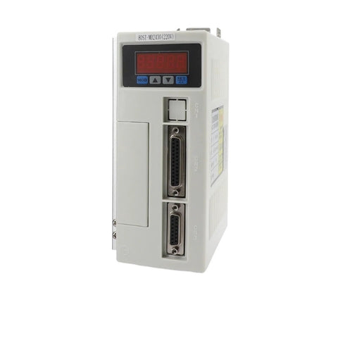 White servo drive with red numeric display and dual DB-style connectors on the front