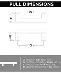 Diagram showing dimensions of Mirrored Cabinet Handles 10 Pack Center To Center 3 Inch Brushed Copper Kitchen Drawer Pulls