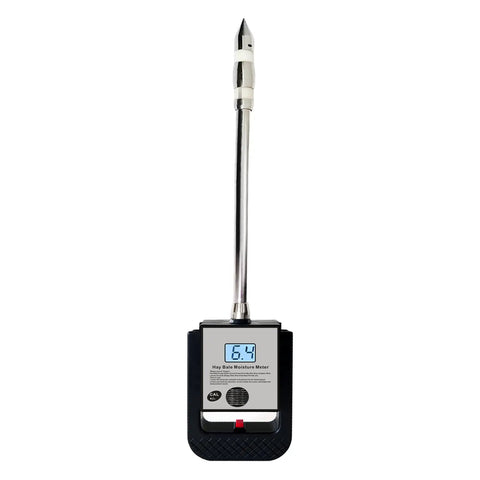 Portable Hay Moisture Meter With 15.7 Inch Stainless Steel Probe For Hay Bales And Forage Testing Dope Tool For Cereal Straw Bran Alfalfa Soybean Meal Fiber And More Quick Accurate Readouts And One Hand Use, front view