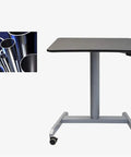 Height Adjustable Mobile Standing Desk With Smooth Roll Wheels Built Tough Rust Resistant Steel Laptop Lectern Workstation Spacious Matte Black Surface.