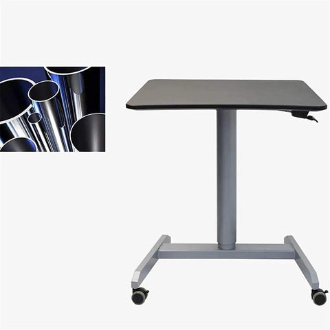Height Adjustable Mobile Standing Desk With Smooth Roll Wheels Built Tough Rust Resistant Steel Laptop Lectern Workstation Spacious Matte Black Surface.
