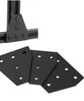 2020 Aluminum Extrusion Connector Bracket Set with 8 Corner Plates shown with close-up of black corner plates for 2020 profiles