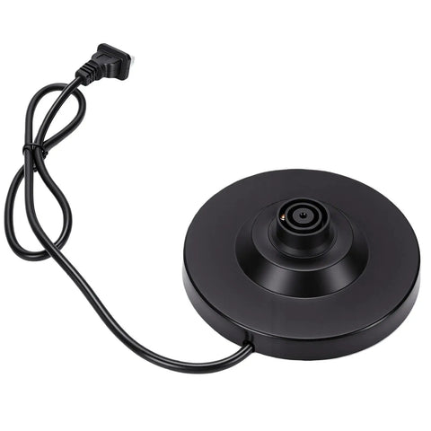Base for Straight Up Heavy Duty One Liter Borosilicate Glass Electric Kettle with black cord and circular design.