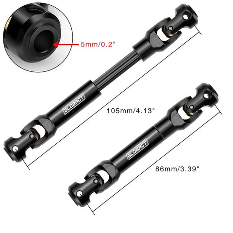 Stainless Steel RC Driveshaft For 1 To 10 Crawler Upgrade Compatible With TRX4 And SCX10 90046 Axial, 86 To 105 Mm Heavy Duty CNC Machined Rust Resistant High Strength Drive Shaft For Traxxas RC Cars black adjustable driveshaft, 86-105mm, 5mm joint