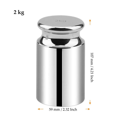 2Kg Calibration Weight M1 Class Precision Scale Weight for Lab, Factory, and Supermarket Use, heavy-duty chrome finish, 107mm high
